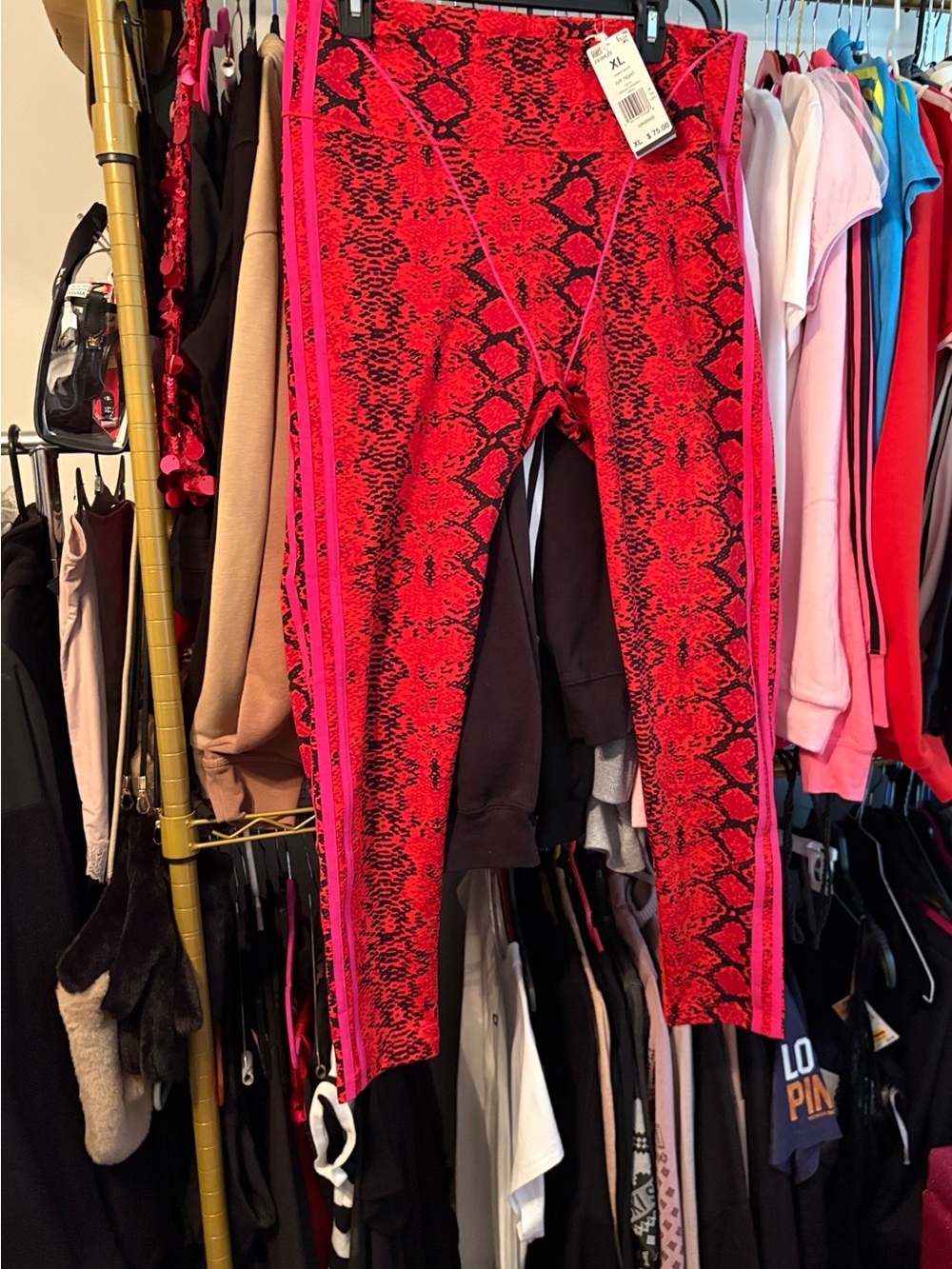 Ivy Park for Adidas Red Snake-Print Leggings.